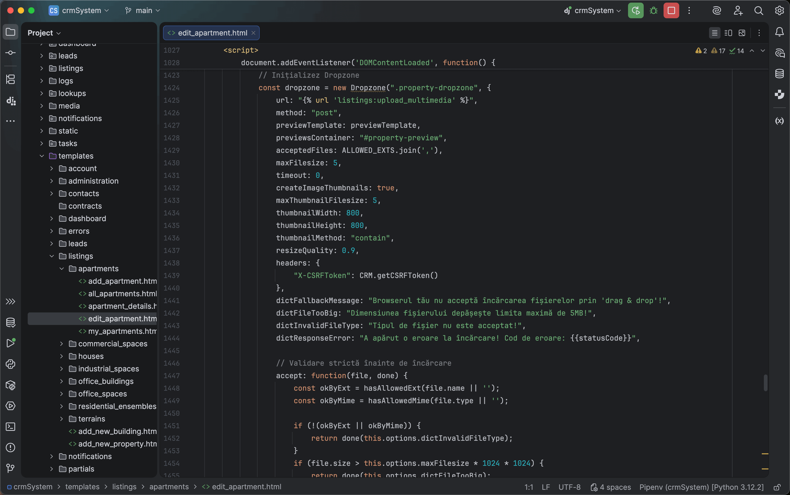 project code details