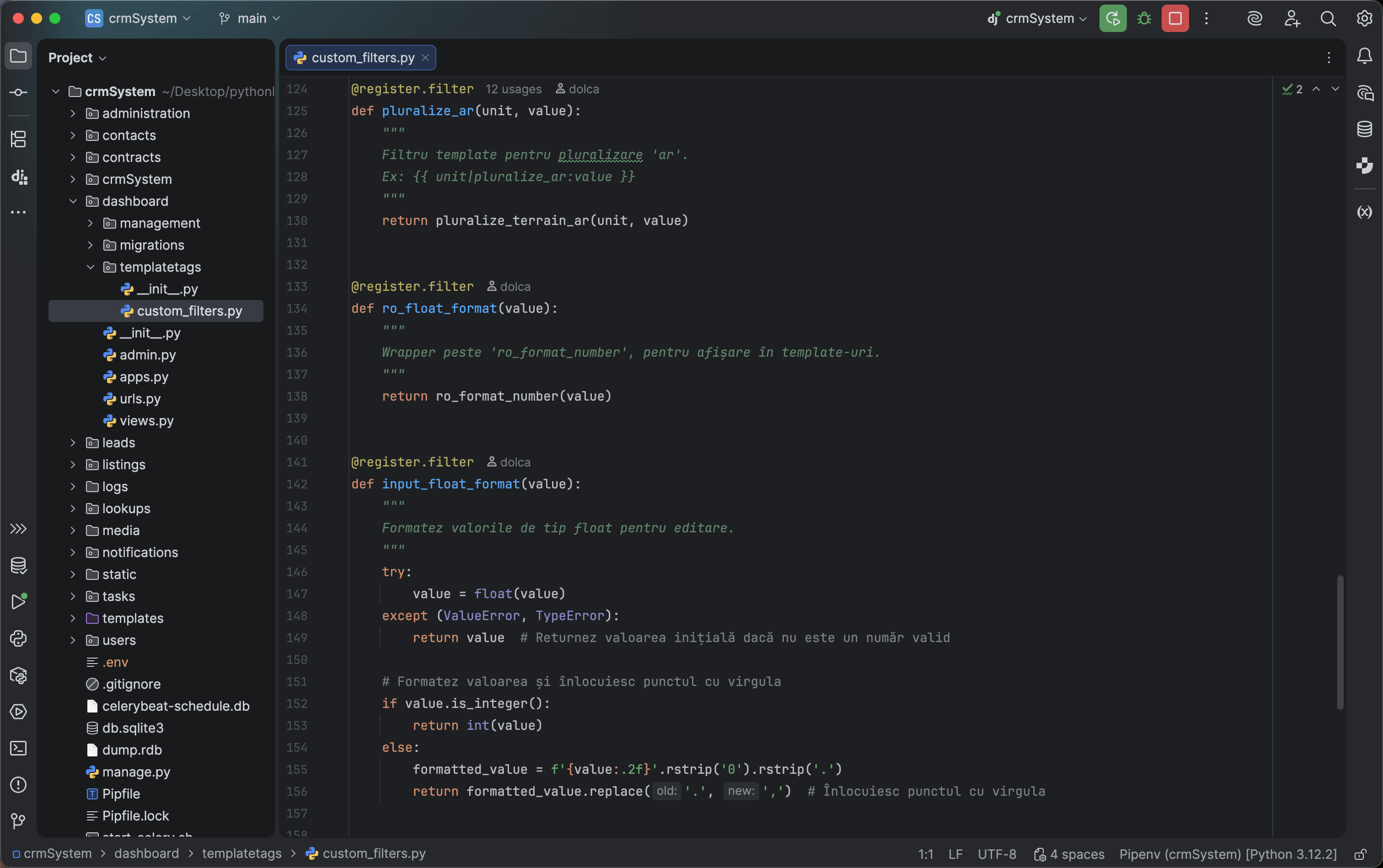 project code details